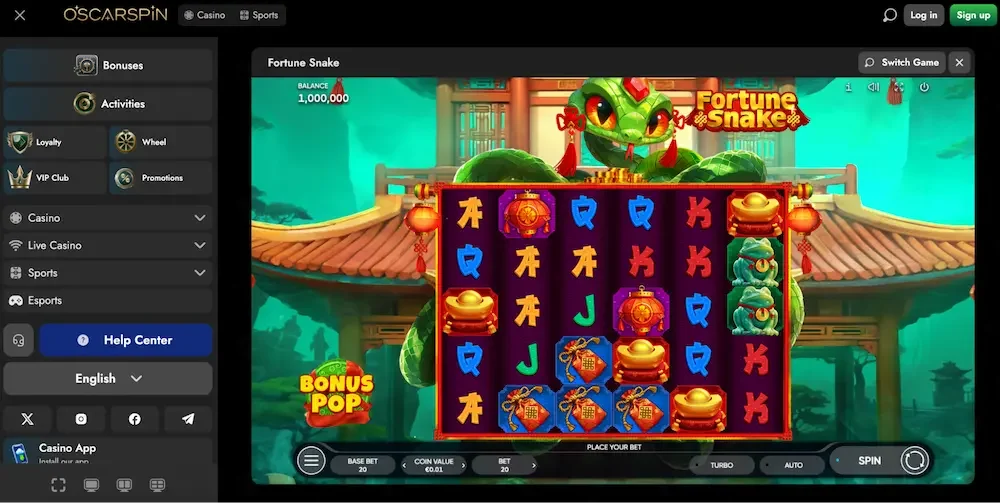Demo-Version des Slots Fortune Snake bei OscarSpin