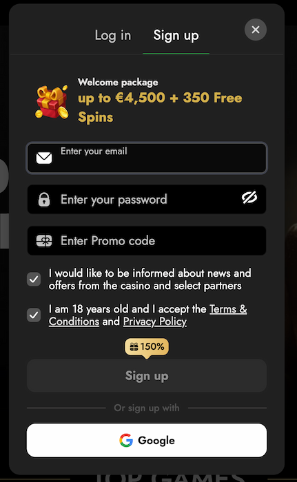 OscarSpin Registrierung