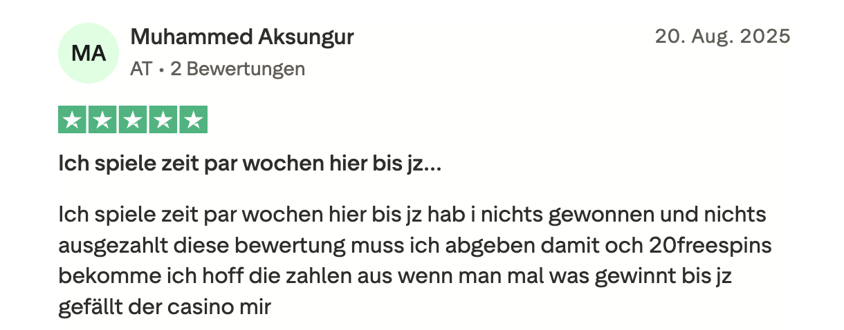 OscarSpin Bewertung aus Österreich August 2025