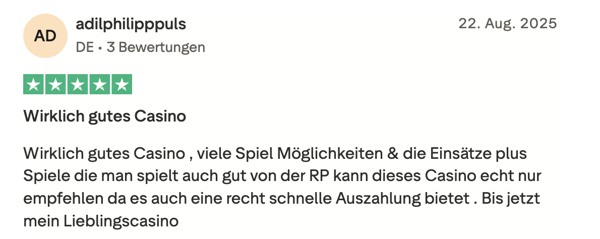 OscarSpin Bewertung aus Deutschland August 2025